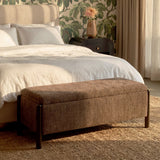 Abby 52" Nubby Fabric Storage Bench - Brown