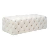 Kaylee 49" Performance Velvet Tufted Jumbo Ottoman - Cream