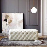 Kaylee 49" Performance Velvet Tufted Jumbo Ottoman - Cream