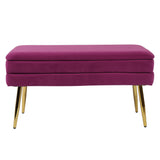 Ziva 31" Velvet Storage Bench - Plum