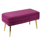 Ziva 31" Velvet Storage Bench - Plum