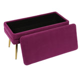 Ziva 31" Velvet Storage Bench - Plum