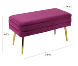 Ziva 31" Velvet Storage Bench - Plum