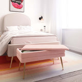 Ziva 31" Velvet Storage Bench - Blush