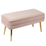Ziva 31" Velvet Storage Bench - Blush