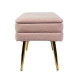 Ziva 31" Velvet Storage Bench - Blush