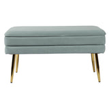 Ziva 31" Velvet Storage Bench - Sea Blue