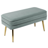 Ziva 31" Velvet Storage Bench - Sea Blue