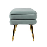 Ziva 31" Velvet Storage Bench - Sea Blue