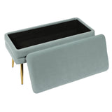 Ziva 31" Velvet Storage Bench - Sea Blue