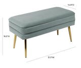 Ziva 31" Velvet Storage Bench - Sea Blue