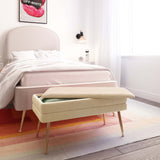 Ziva 31" Velvet Storage Bench - Cream