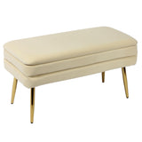 Ziva 31" Velvet Storage Bench - Cream