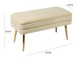 Ziva 31" Velvet Storage Bench - Cream