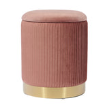 Zoe Performance Velvet Storage Ottoman - Blush