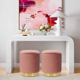Zoe Performance Velvet Storage Ottoman - Blush