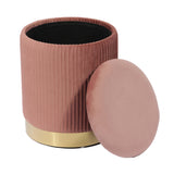 Zoe Performance Velvet Storage Ottoman - Blush