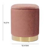 Zoe Performance Velvet Storage Ottoman - Blush