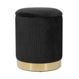 Zoe Performance Velvet Storage Ottoman - Black