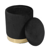 Zoe Performance Velvet Storage Ottoman - Black
