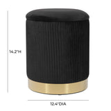 Zoe Performance Velvet Storage Ottoman - Black