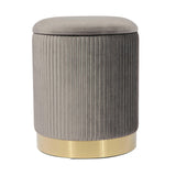 Zoe Performance Velvet Storage Ottoman - Grey