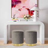 Zoe Performance Velvet Storage Ottoman - Grey