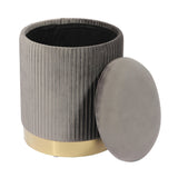 Zoe Performance Velvet Storage Ottoman - Grey