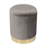 Zoe Performance Velvet Storage Ottoman - Grey
