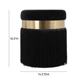Melody Velvet Tasseled Ottoman - Black