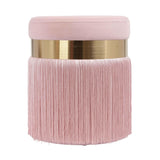 Melody Velvet Tasseled Ottoman - Blush
