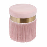 Melody Velvet Tasseled Ottoman - Blush