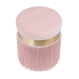 Melody Velvet Tasseled Ottoman - Blush