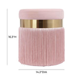 Melody Velvet Tasseled Ottoman - Blush