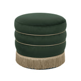 Lakka Performance Velvet Ottoman - Green