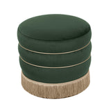 Lakka Performance Velvet Ottoman - Green