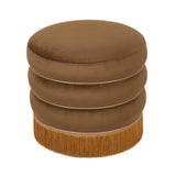 Lakka Performance Velvet Ottoman - Brown