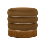 Lakka Performance Velvet Ottoman - Brown