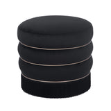 Lakka Performance Velvet Ottoman - Black