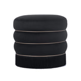 Lakka Performance Velvet Ottoman - Black