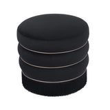 Lakka Performance Velvet Ottoman - Black
