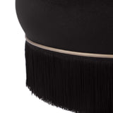 Lakka Performance Velvet Ottoman - Black
