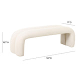Leigh 56" Performance Velvet Channeled Bench - Cream