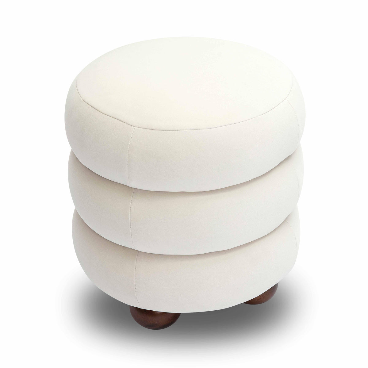 Stefanie Performance Velvet Ottoman - Cream