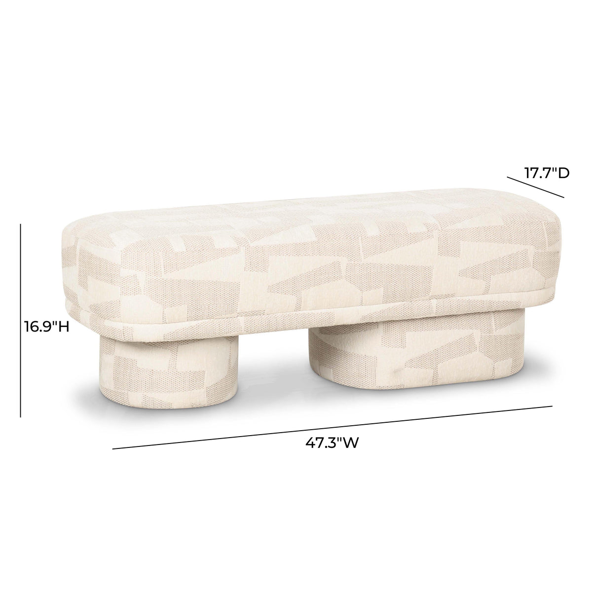 Lena 47" Performance Jacquard Bench - Cream