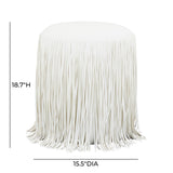 Shag Me Performance Vegan Leather Ottoman - Ivory