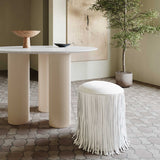 Shag Me Performance Vegan Leather Ottoman - Ivory