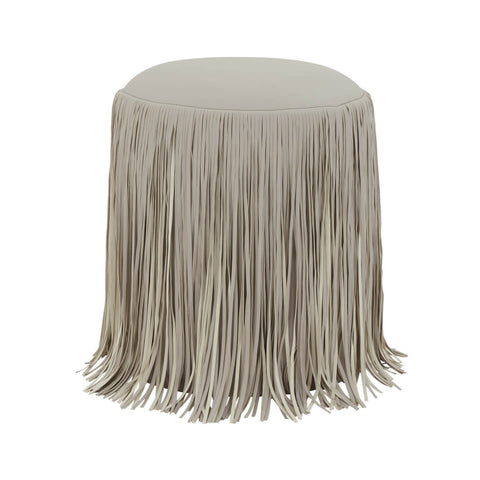 Shag Me Performance Vegan Leather Ottoman - Grey