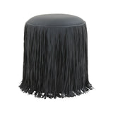 Shag Me Performance Vegan Leather Ottoman - Black