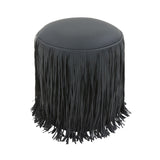 Shag Me Performance Vegan Leather Ottoman - Black